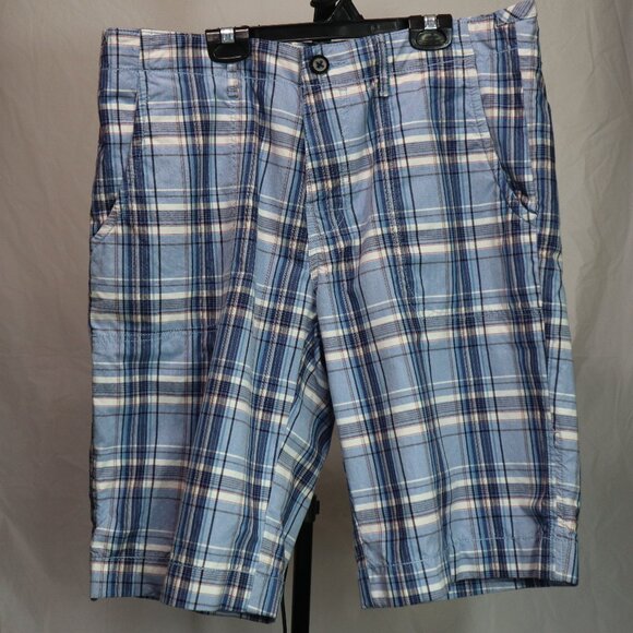 NWT Hugo Boss Orange Blue Plaids Men's Sweat Shorts Beach Athletic Size US 34R - Picture 1 of 13